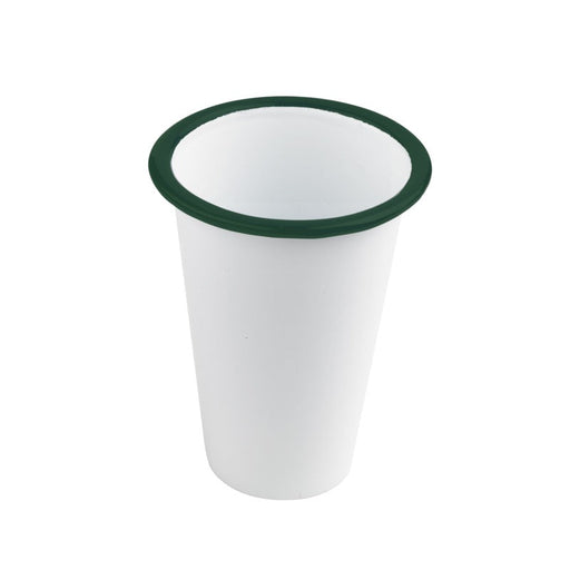 Vaso blanco en acero esmaltado con borde verde 300ml A90mm - 12Uds