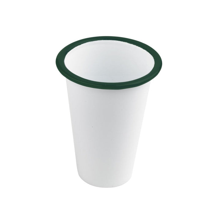 Vaso blanco en acero esmaltado con borde verde 300ml A90mm - 12Uds