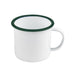 Taza de acero esmaltado blanco Enamely con borde verde 350ml A75mm - 12Uds