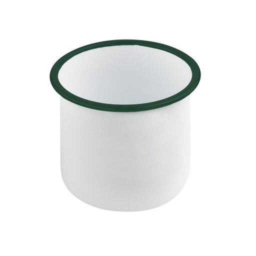 Bote de acero esmaltado blanco Enamely con borde recto y verde 1200ml A120mm - 12Uds