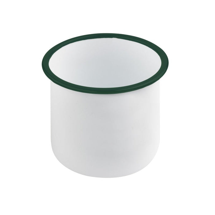 Bote de acero esmaltado blanco Enamely con borde recto y verde 1200ml A120mm - 12Uds