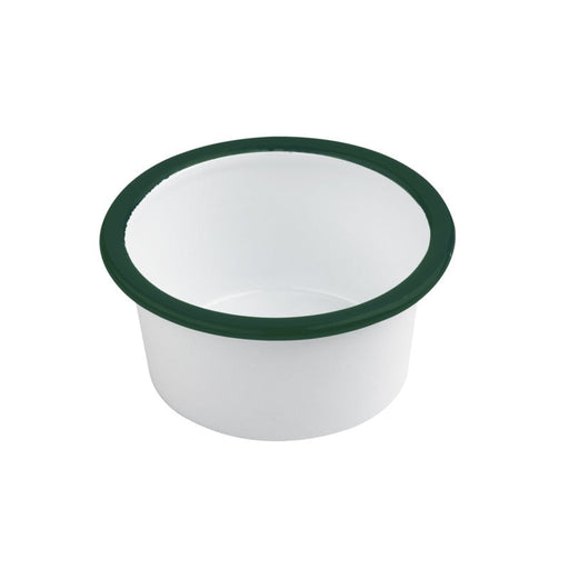 Bote de acero esmaltado blanco Enamely con borde recto y verde 160ml A45mm - 12Uds
