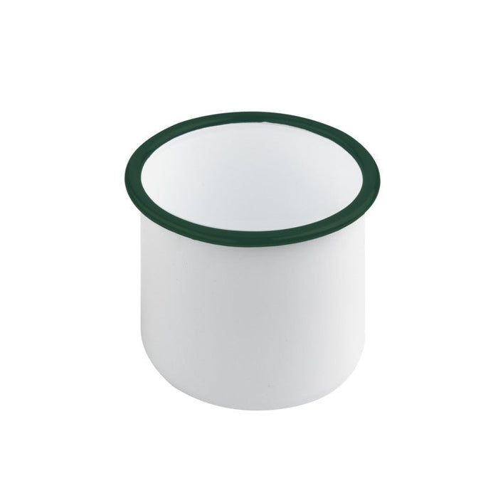 Bote de acero esmaltado blanco Enamely con borde recto y verde 350ml A80mm - 12Uds