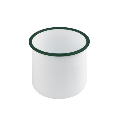 Bote de acero esmaltado blanco Enamely con borde recto y verde 730ml A100mm - 12Uds