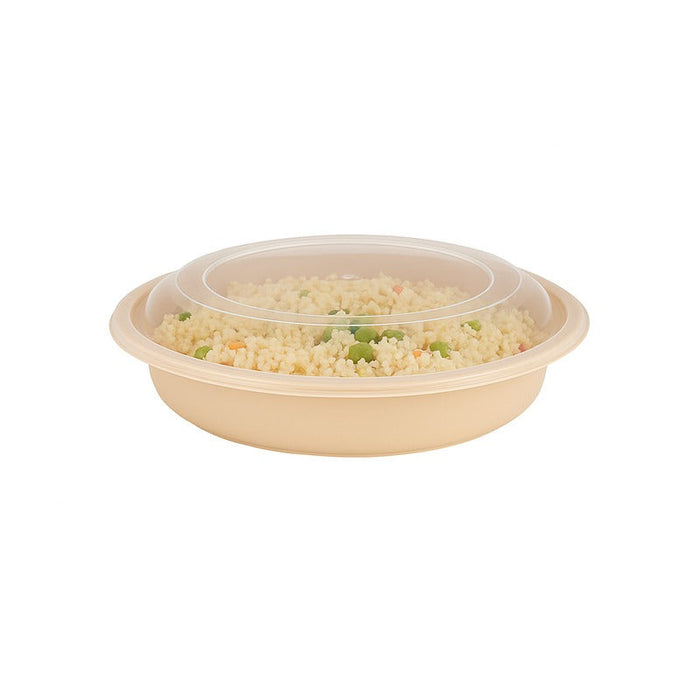 Cuenco reutilizable PP injectado beige con tapa transparente 470ml Ø159mm A52mm - 150Uds