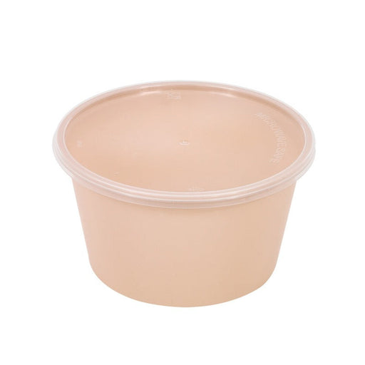 Cuenco reutilizable PP injectado beige con tapa transparente 470ml Ø159mm A52mm - 150Uds