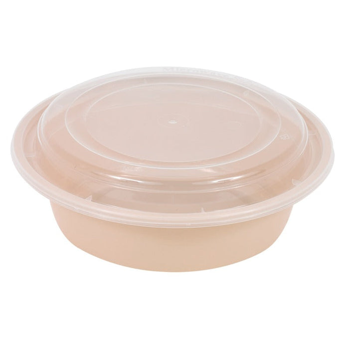 Cuenco reutilizable PP injectado beige con tapa transparente 980ml Ø182mm A67mm - 150Uds