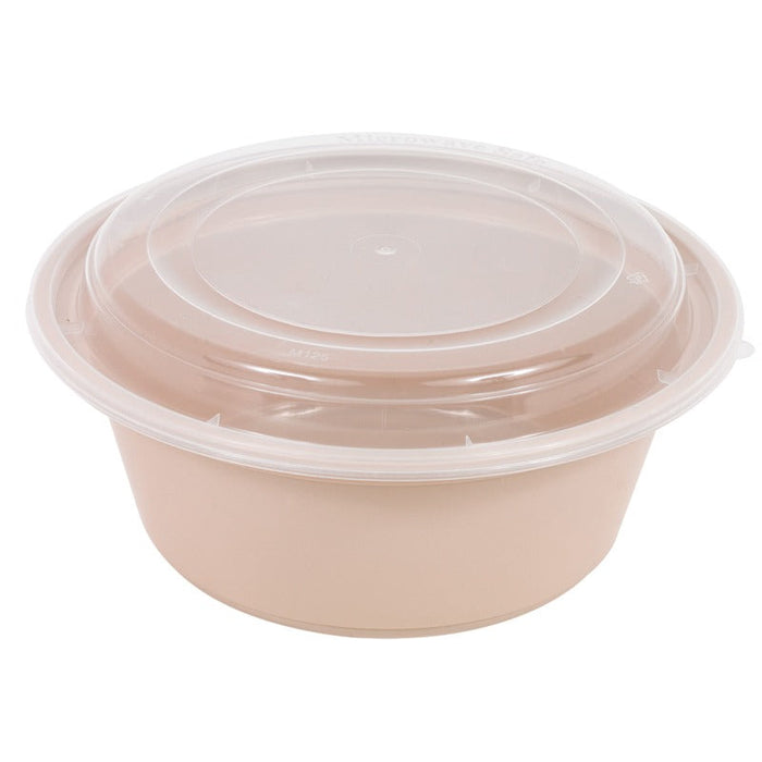 Cuenco reutilizable PP injectado beige con tapa transparente 1200ml Ø182mm A82mm - 150Uds