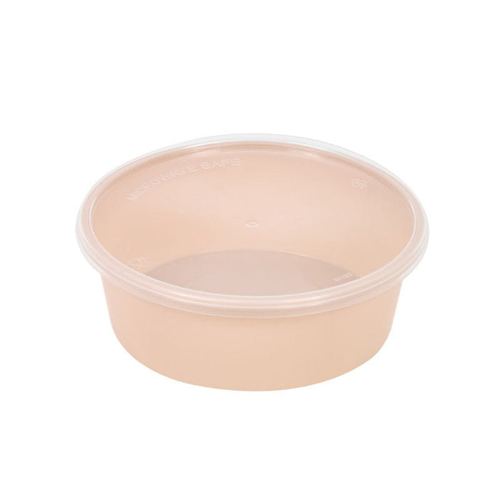 Cuenco reutilizable PP injectado beige con tapa transparente 300ml Ø120mm A41mm - 250Uds