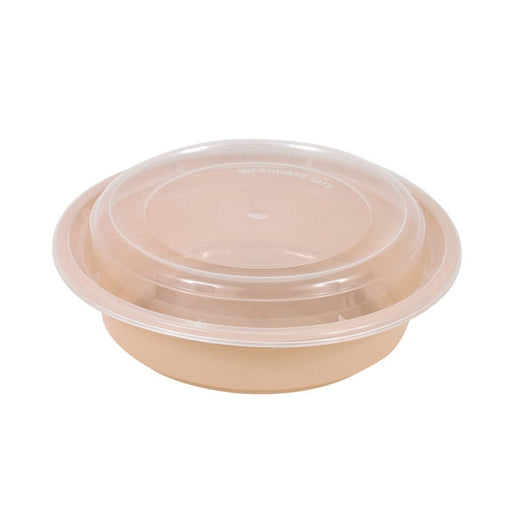 Cuenco reutilizable PP injectado beige con tapa transparente 470ml Ø120mm A66mm - 250Uds