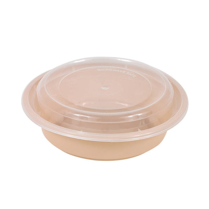 Cuenco reutilizable PP injectado beige con tapa transparente 470ml Ø120mm A66mm - 250Uds