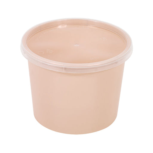 Cuenco reutilizable PP injectado beige con tapa transparente 600ml Ø120mm A76mm - 250Uds