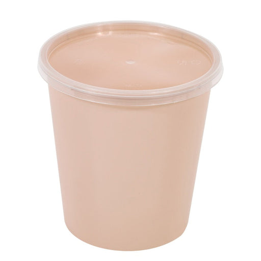 Cuenco reutilizable PP injectado beige con tapa transparente 1000ml Ø120mm A125mm - 150Uds