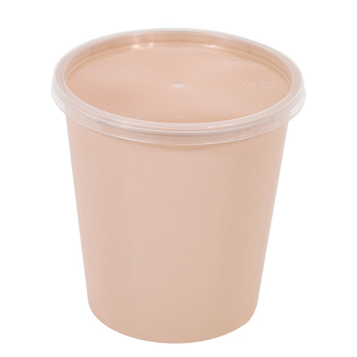 Cuenco reutilizable PP injectado beige con tapa transparente 1000ml Ø120mm A125mm - 150Uds