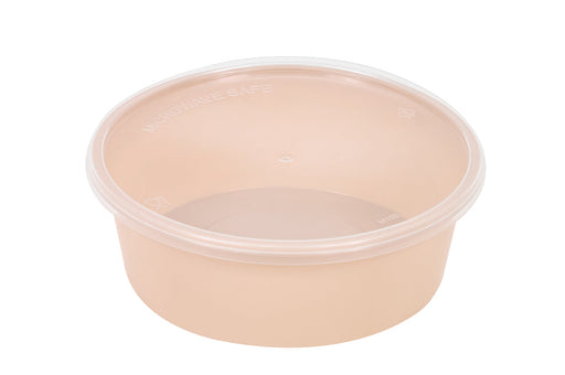 REEMP CUENCO PP INJECTADO BEIGE CON TAPA TRANSPARENTE H32mm 300ml - 250Uds