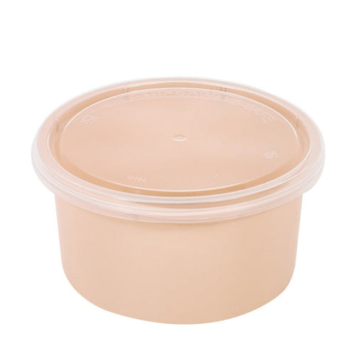 Cuenco reutilizable PP injectado beige con tapa transparente 225ml Ø98mm A49mm - 250Uds