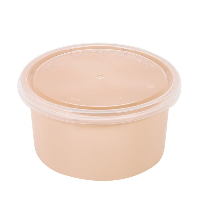 Cuenco reutilizable PP injectado beige con tapa transparente 225ml Ø98mm A49mm - 250Uds