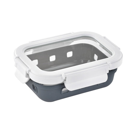 Fiambrera COOK SHOW de vidrio borosilicato con tapa transparente y funda de silicona 370ml 145x105mm A47mm - 24Uds