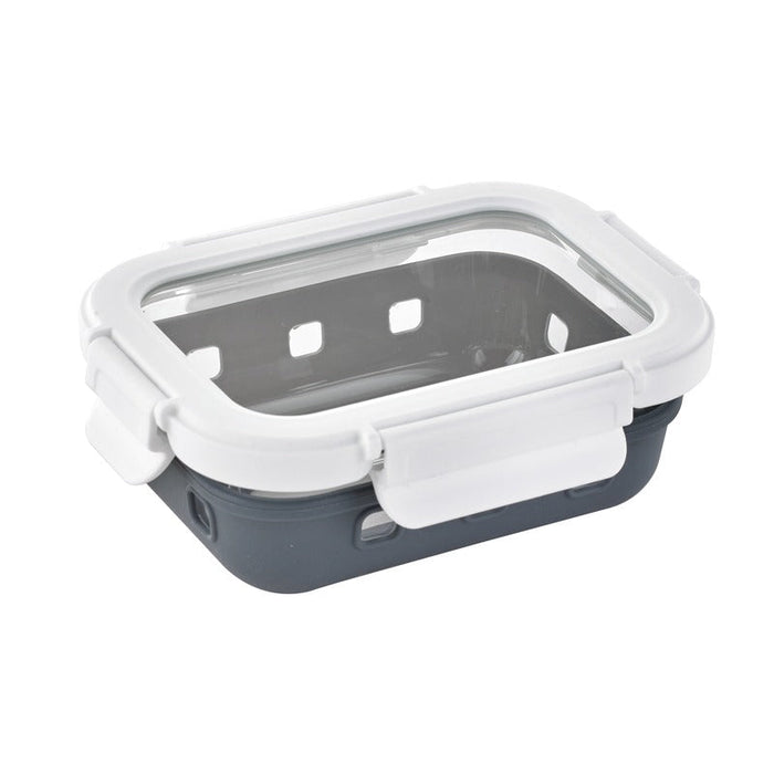 Fiambrera COOK SHOW de vidrio borosilicato con tapa transparente y funda de silicona 370ml 145x105mm A47mm - 24Uds