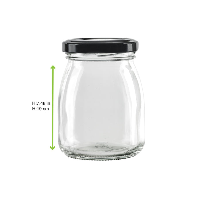 BOKOJAR TARRO DE CRISTAL PARA PUDDING CON TAPÓN DE HIERRO NEGRO H91mm 200ml - 30Uds