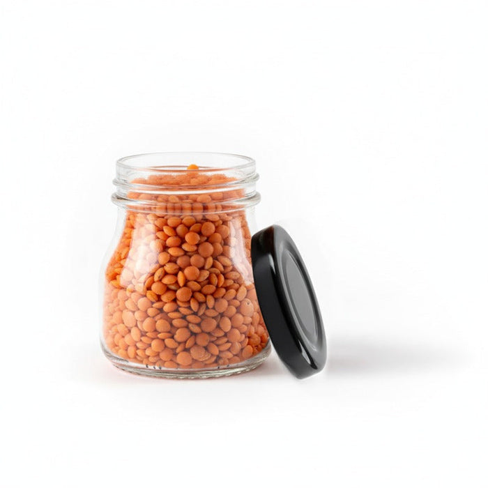 Combo tarro de Cristal BOKOJAR para pudding con tapa de hierro negra 50ml A58mm - 240Uds
