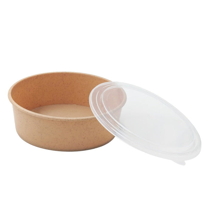 Combo Ensaladera Kraft con tapa transparente reutilizable 1800ml Ø185mm A68mm - 10Uds