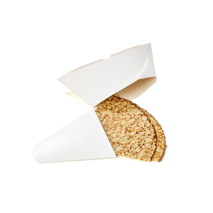 Caja triangular de cartón blanco para crepes 215x185mm - 250Uds