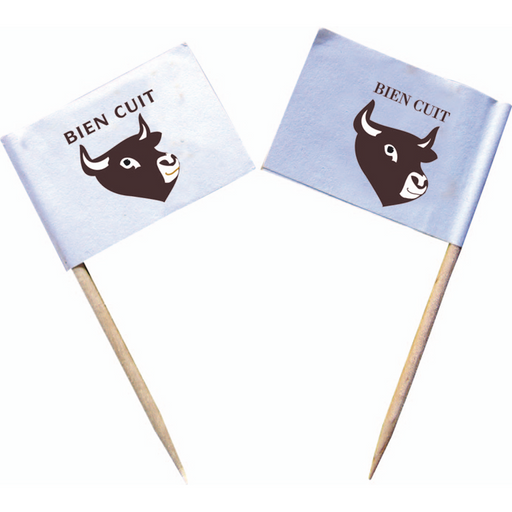 Pincho de carne con bandera Bien Hecho 65mm - 500Uds