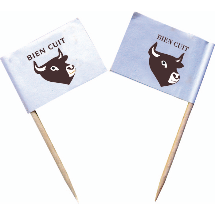 Pincho de carne con bandera Bien Hecho 65mm - 500Uds
