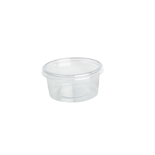 Combo Tarrina Deli PET redonda transparente con tapa plana 250ml Ø100mm A50mm - 500Uds