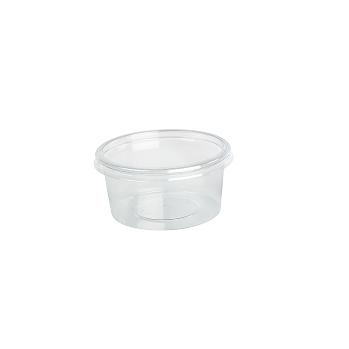 Combo Tarrina Deli PET redonda transparente con tapa plana 250ml Ø100mm A50mm - 500Uds