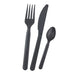 Kit di posate nero in CPLA 3/1: coltello, forchetta, cucchiaio, involucro biodegradabile H150mm