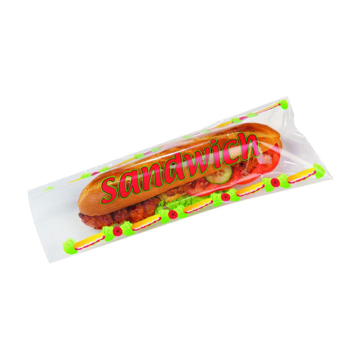 Bolsa para bocadillo en PP transparente decorado 350x140mm - 2000Uds