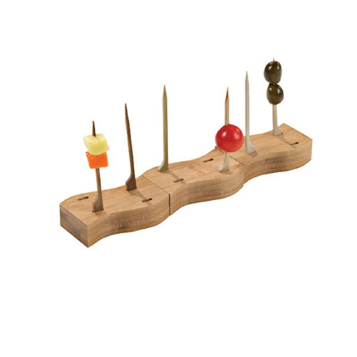 Soporte bambú para pinchos con 4 agujeros y 20 pinchos Teppo Gushi 80x40x20mm - 504Uds