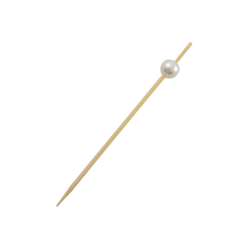 Pincho de bambú con pequeña perla blanca 90mm - 600Uds