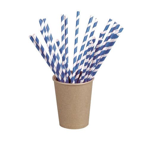 Pajita de papel azul y banco - 600Uds