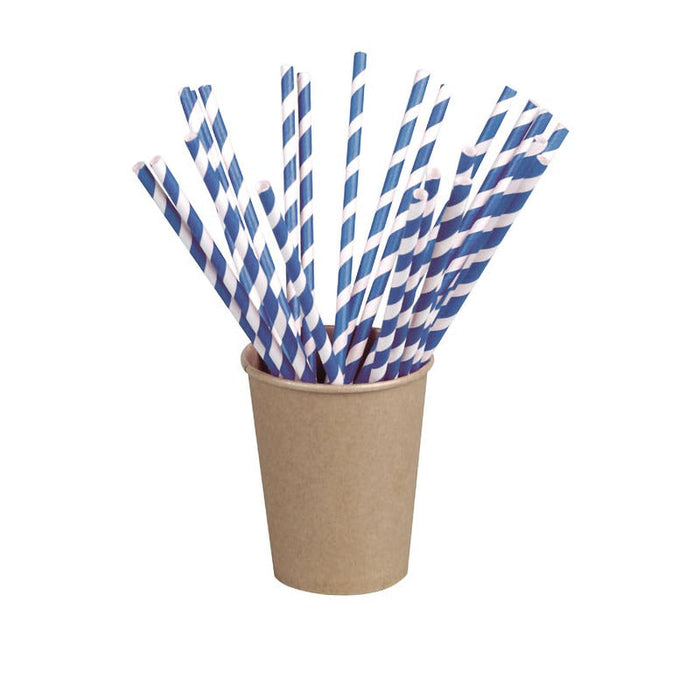 Pajita de papel azul y banco - 600Uds