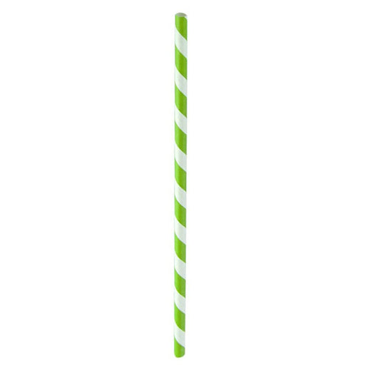Pajita de papel verde y blanco - 600Uds