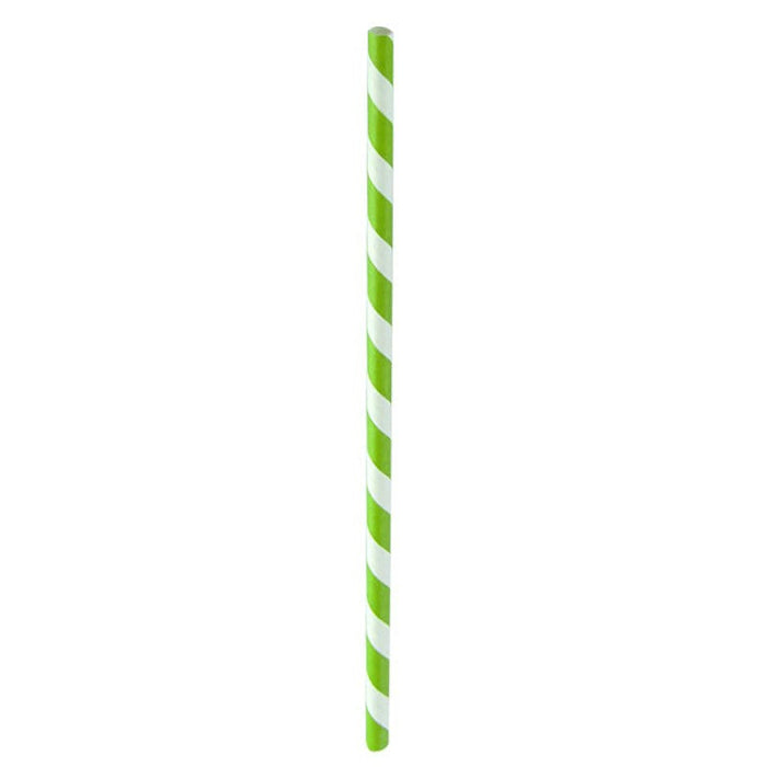 Pajita de papel verde y blanco - 600Uds