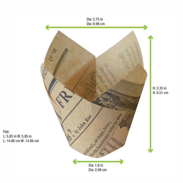 Papel tulipan de cocción diseño periodico 150x150mm A45mm - 576Uds