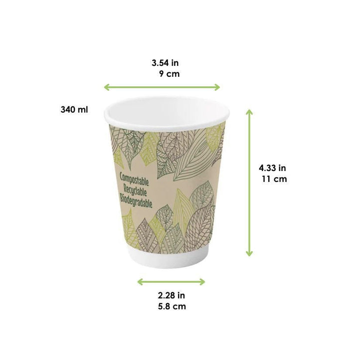 Vaso de cartón con doble capa 340ml A110mm - 300Uds