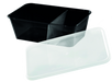 Combo caja negra rectangular PP con tapa 2 compartimentos 750ml 175x120mm A60mm - 250Uds