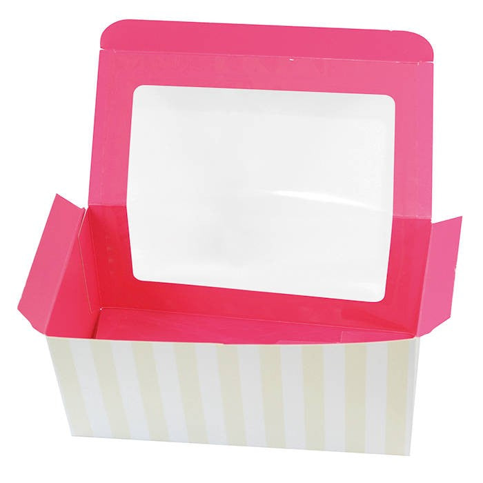 Caja de carton para cupcakes con inserto rosa (para 2 piezas) 175x85mm A85mm - 100Uds