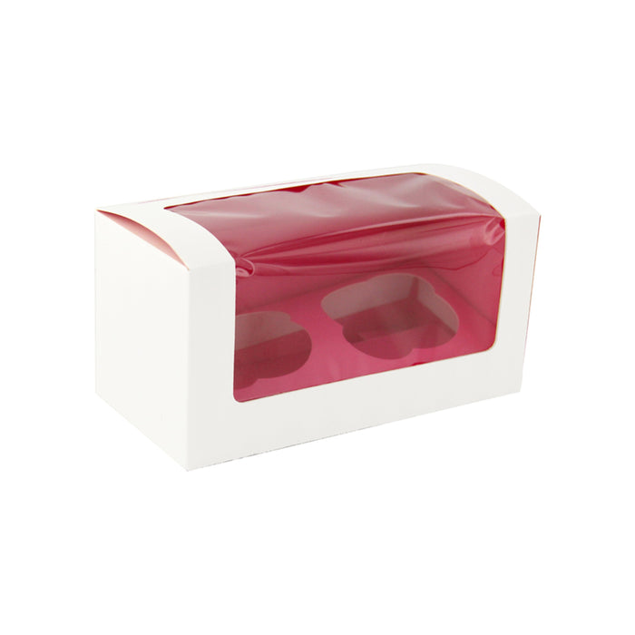 Caja de carton para cupcakes con inserto rosa (para 2 piezas) 175x85mm A85mm - 100Uds