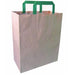 Bolsa de papel kraft reciclada blanca con asas verdes 260x170mm A280mm - 250Uds