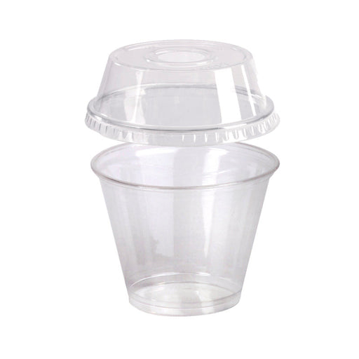 Combo vaso + tapa alta PET con agujero 270ml A88mm - 400Uds