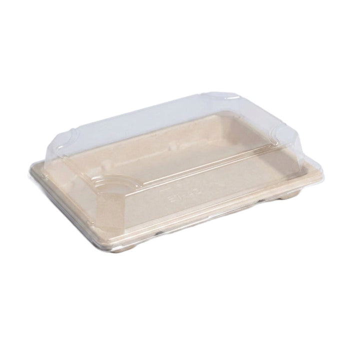 Bandeja sushi de pulpa con tapa transparente 167x117mm A40mm - 200Uds