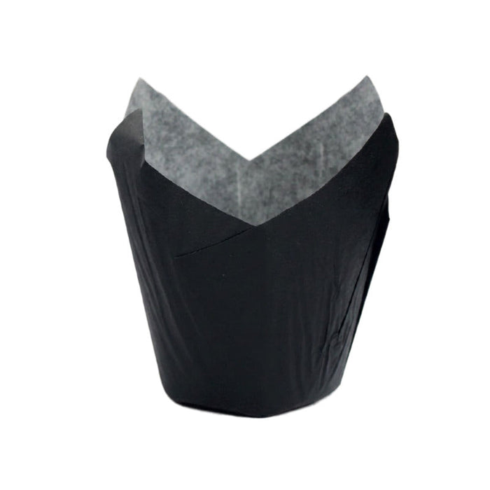 Papel negro tulipa de cocción antigrasa 110x110mm A60mm - 1200Uds