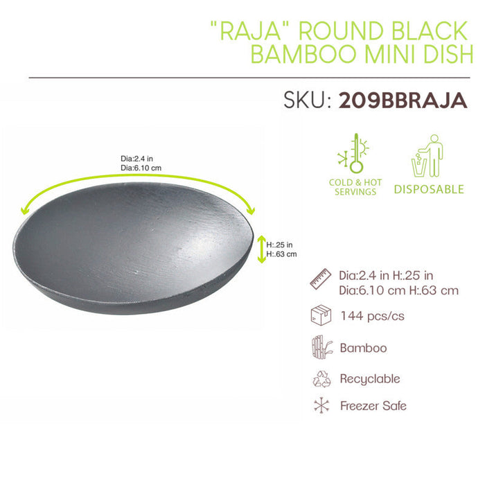 Mini plato de bambu negro Ø60mm - 144Uds