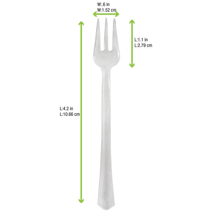 Mini Tenedor de plástico transparente 110mm - 1000Uds